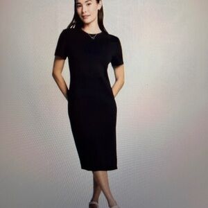 Thread & Supply Classic Black Midi Shirt Dress